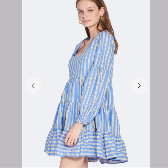 En Saison Alanna Striped Tiered Dress Blue/Yellow Size XS - Picture 3 of 9